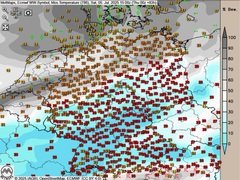 Im Süden Werte um 30 Grad